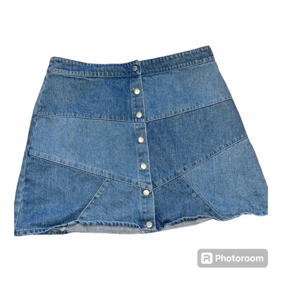 Y2k Loveriche Blue Jean Patchwork Mini Skirt - Picture 1 of 4